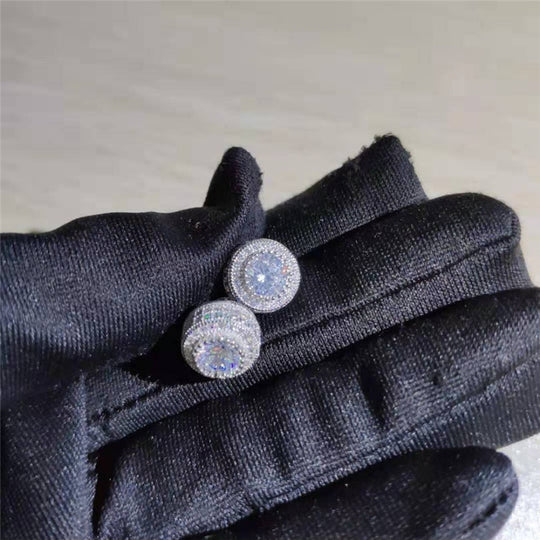 Sparkling Inlaid Zirconia Stud Earrings