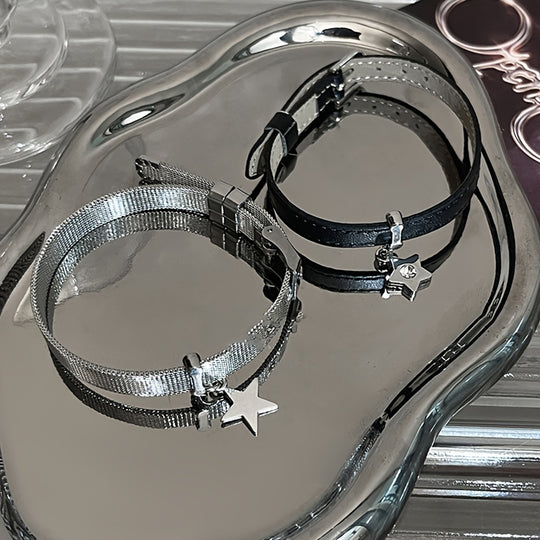 Star Studded Leather Chain Bracelet