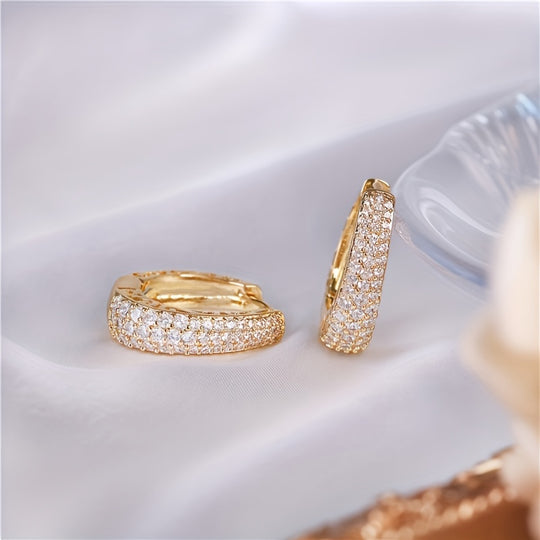Trendy Micro Pave Zirconia Hoop Earrings