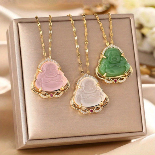 Colorful Jade Buddha Pendant Necklace
