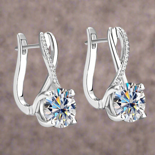 8mm Round Moissanite  Earrings