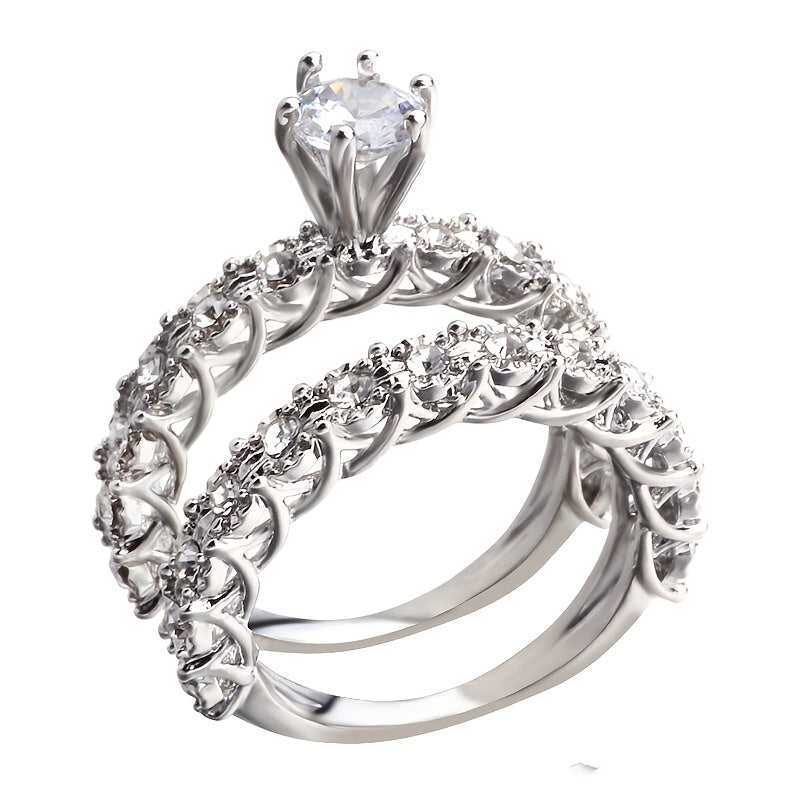 Two-piece Zirconia Band Ring Set