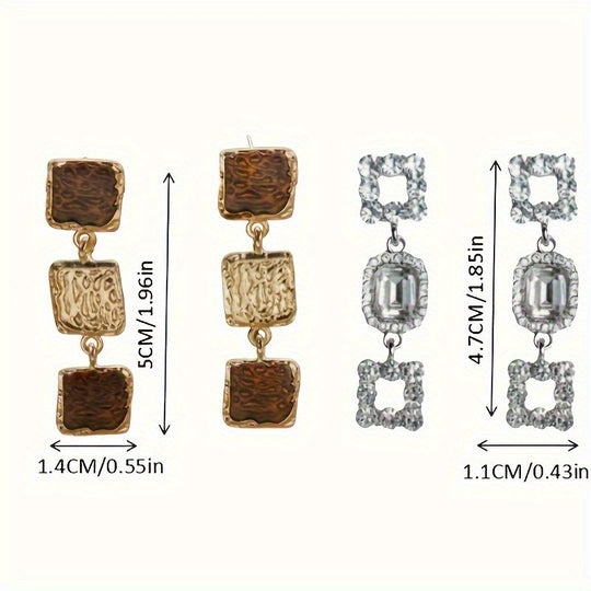 Retro Square Long Earrings