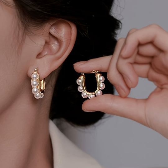 Fashionable Imitation Pearl Earrings