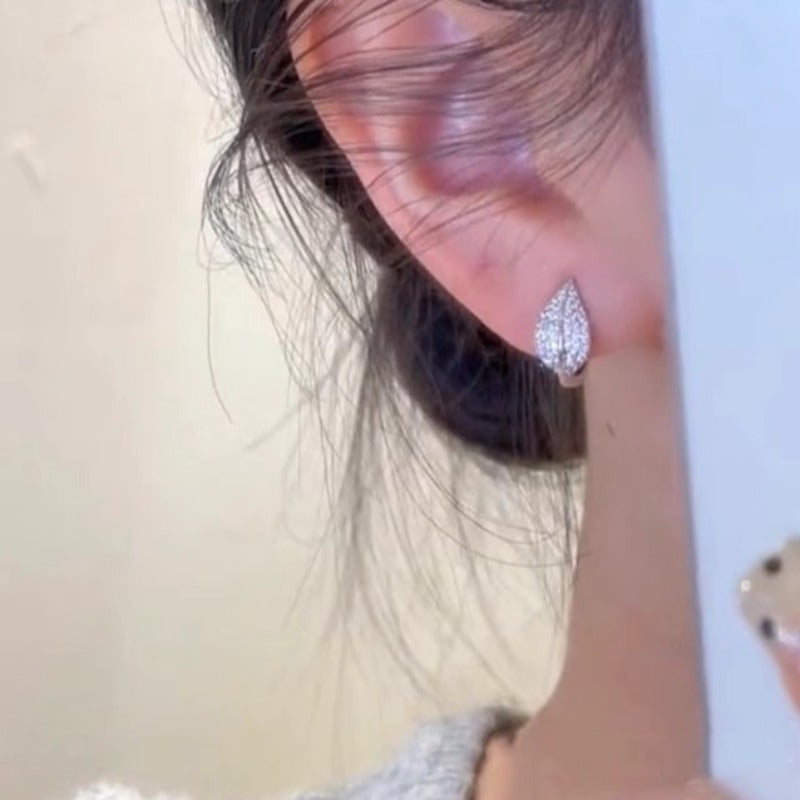 Delicate Leaf Shaped Zirconia Earrings