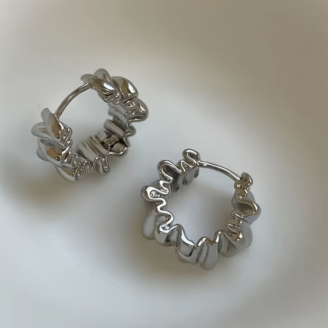 Irregular Wave Ruffles Hoop Earrings