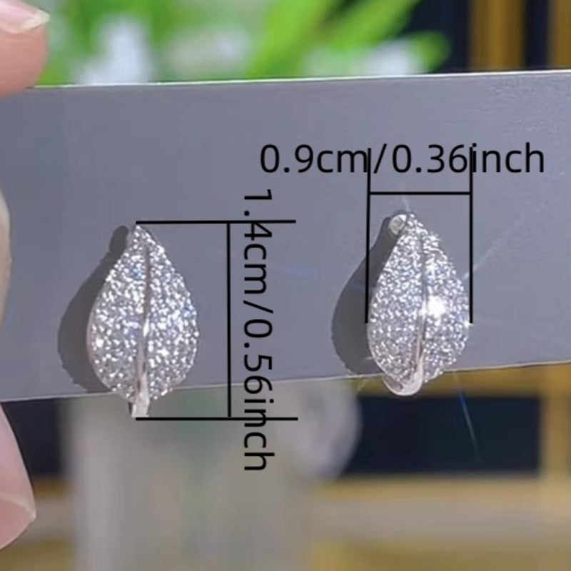 Delicate Leaf Shaped Zirconia Earrings