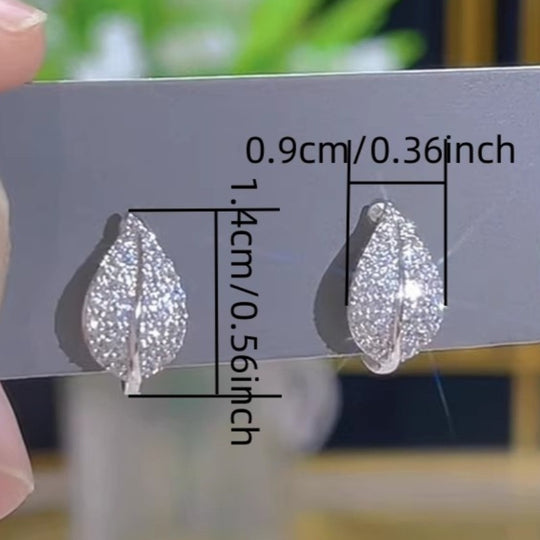 Delicate Leaf Shaped Zirconia Earrings