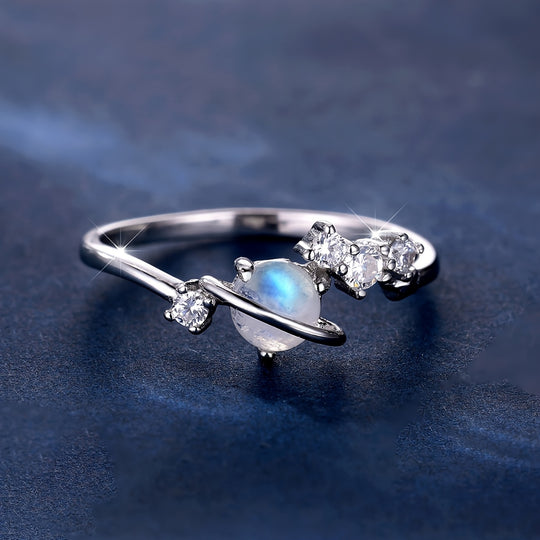 Silver Moonstone Zirconia Ring