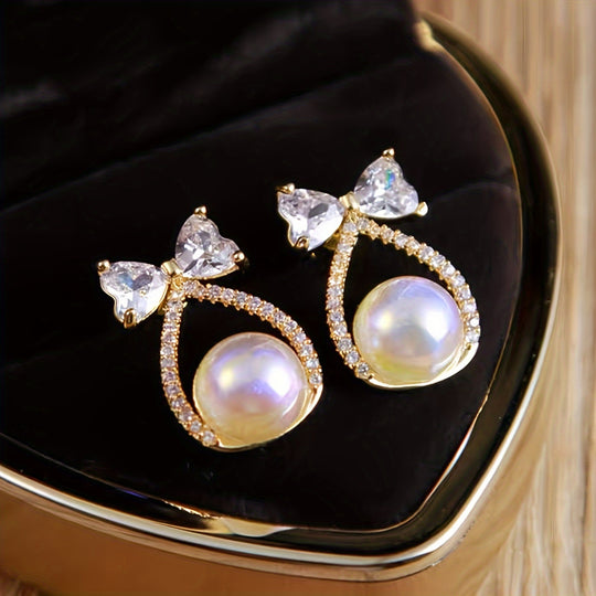 Heart-Shaped Bowknot Stud Earrings