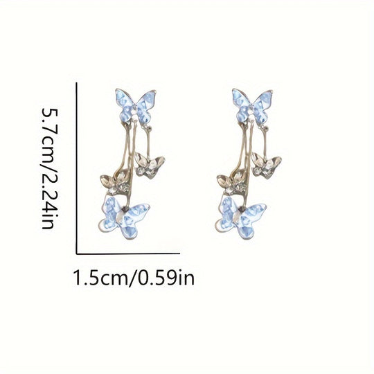 Rhinestone Butterfly Drop Earrings