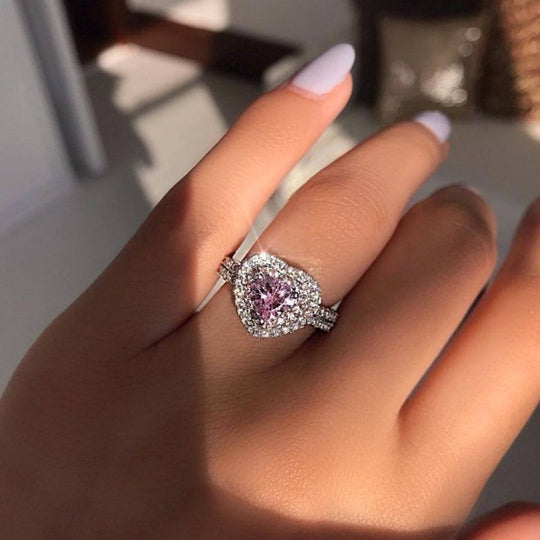 Sparkling Pink Heart Ring