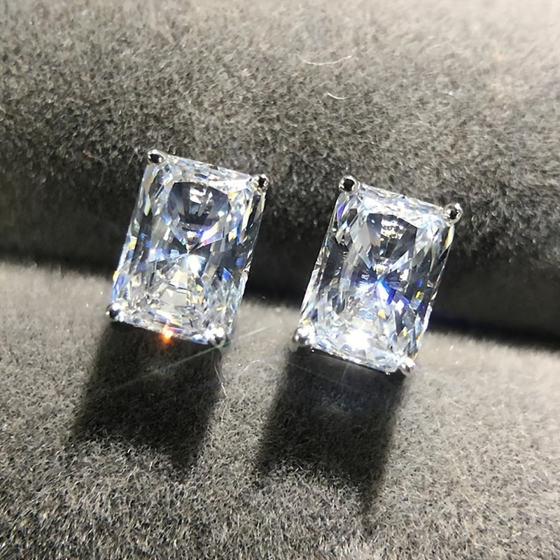 Elegant Square-Cut Zirconia Earrings