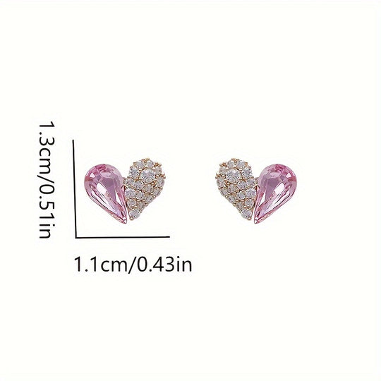 Elegant Crystal Heart-shaped Stud Earrings