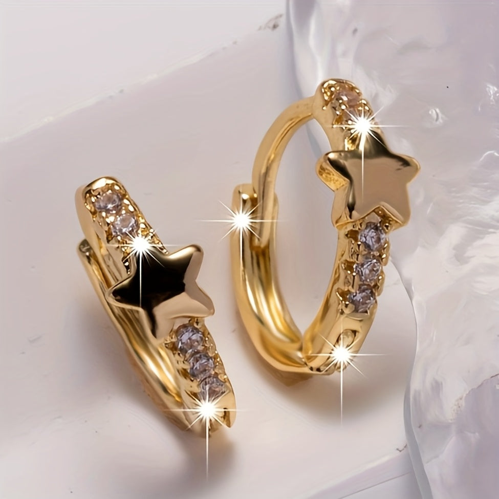 Elegant Simple Star Hoop Earrings