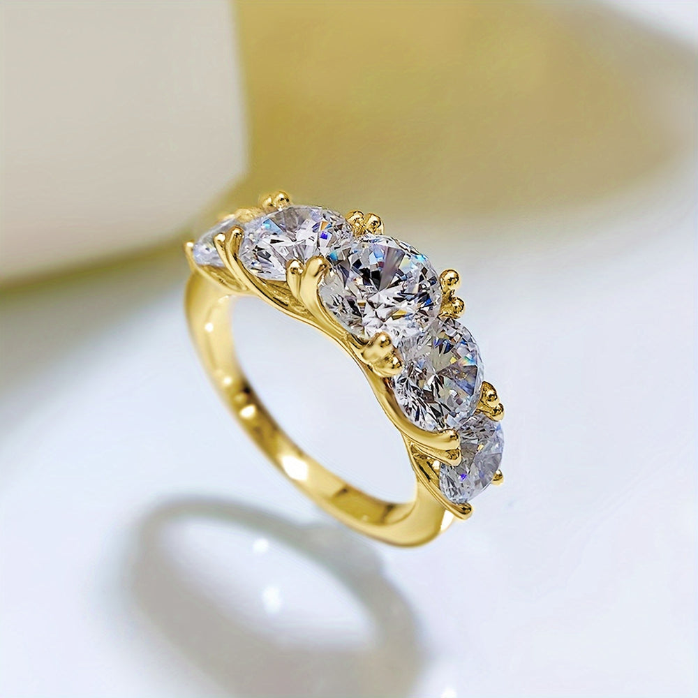 Five-Stone Moissanite Silver Ring