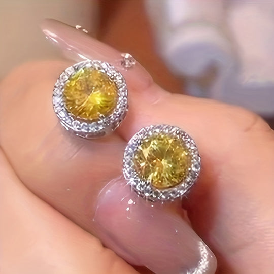 Elegant Round Cubic Zirconia Earrings