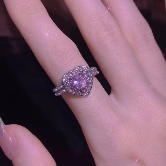Sparkling Pink Heart Ring