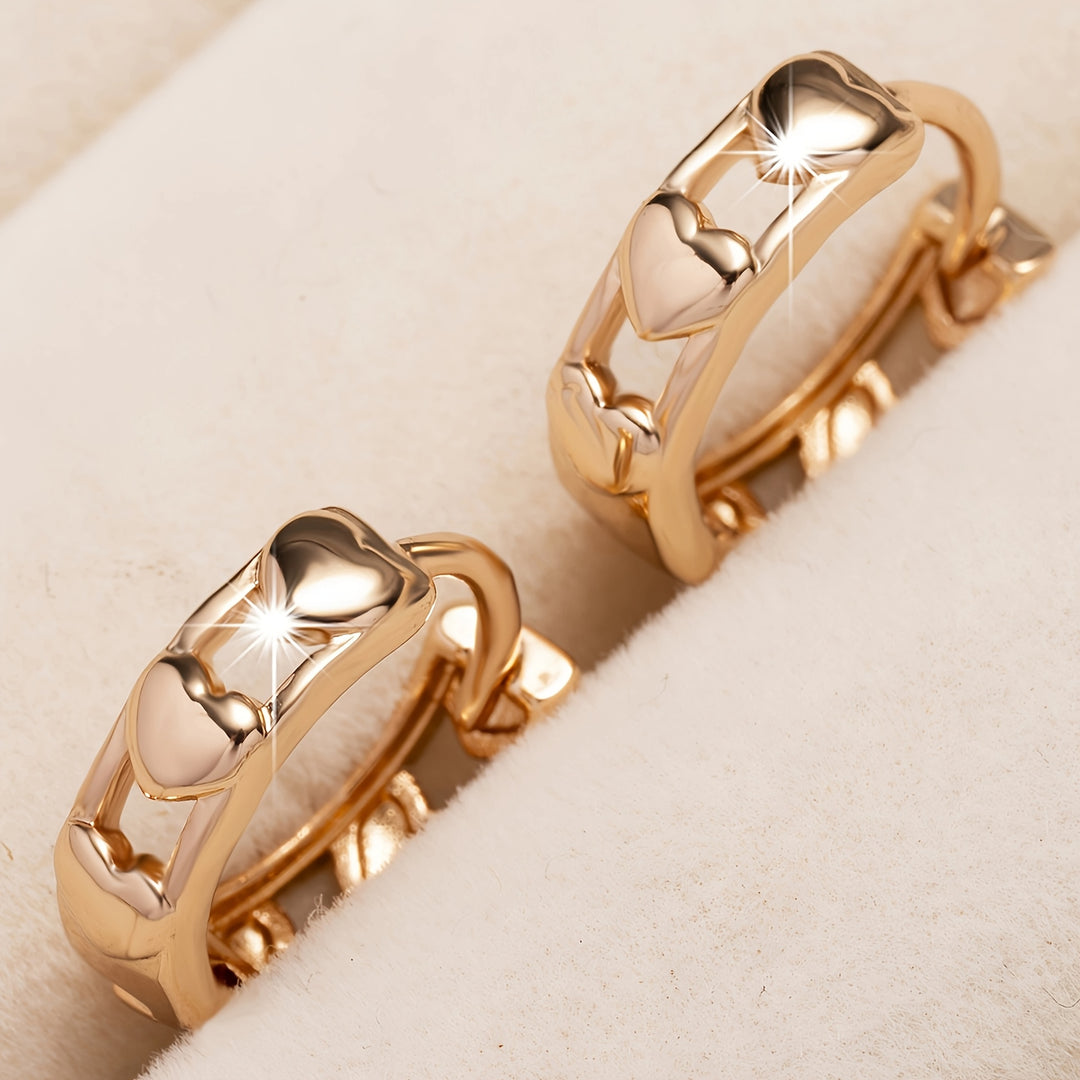 Elegant Rose Gold Heart Hoop Earrings