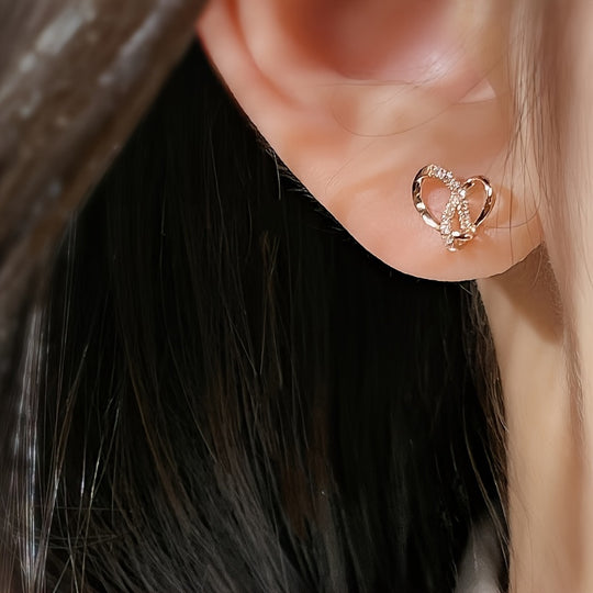 Elegant Rose Gold Heart Earrings