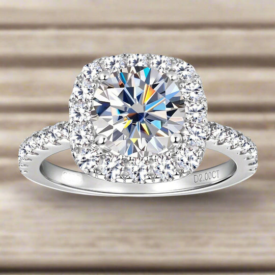 Silver Moissanite Engagement Ring