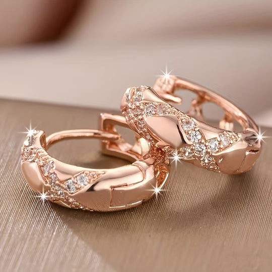 Lightweight Rose Gold Zirconia Hoop Earrings