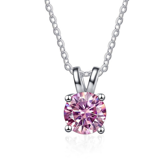 Round Cut Shiny Moissanite Pendant Necklace