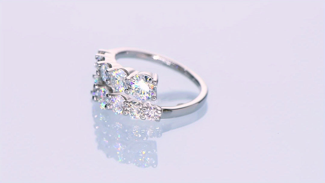 Round Moissanite Double-Headed Band Ring