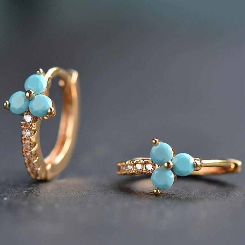 Boho-Inspired Blue Zirconia Hoop Earrings