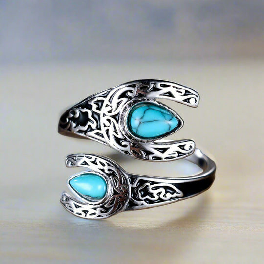 Vintage Turquoise Silver Spoon Ring