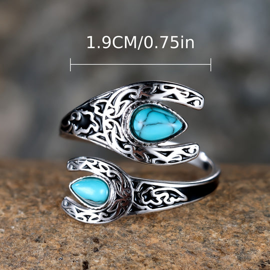Vintage Turquoise Silver Spoon Ring