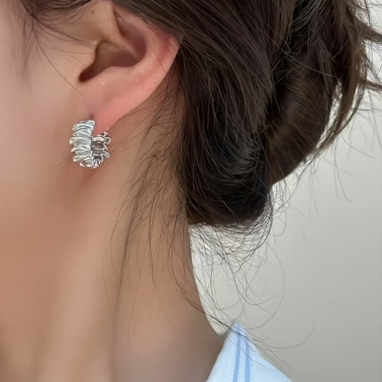 Irregular Wave Ruffles Hoop Earrings