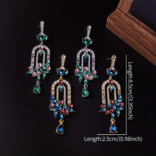 Lightweight Unique Arch Shape Rhinestone Earrings