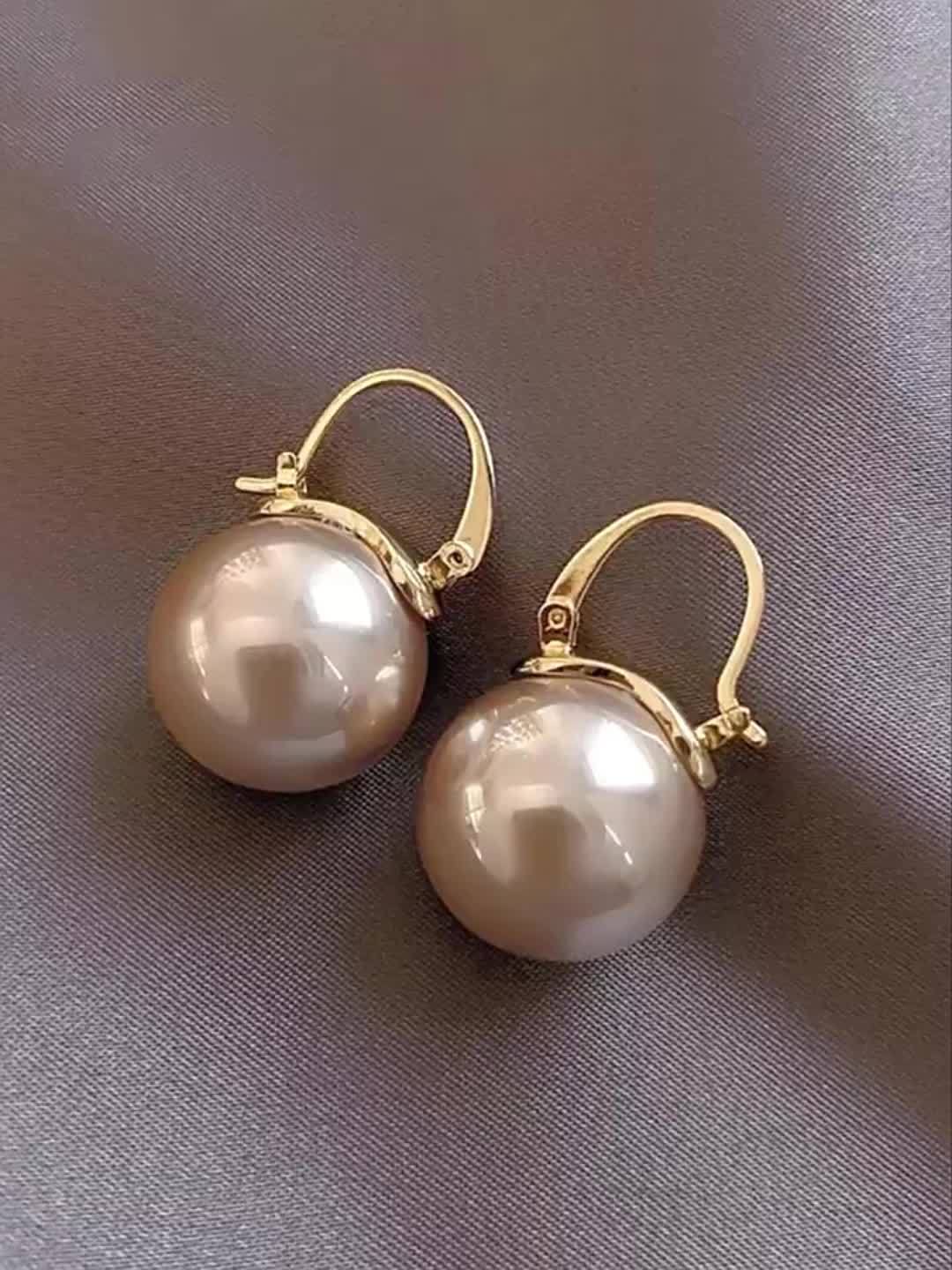 Elegant Faux Pearl Hoop Earrings