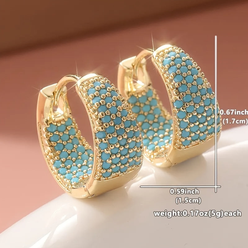 Elegant Turquoise Studded Hoop Earrings