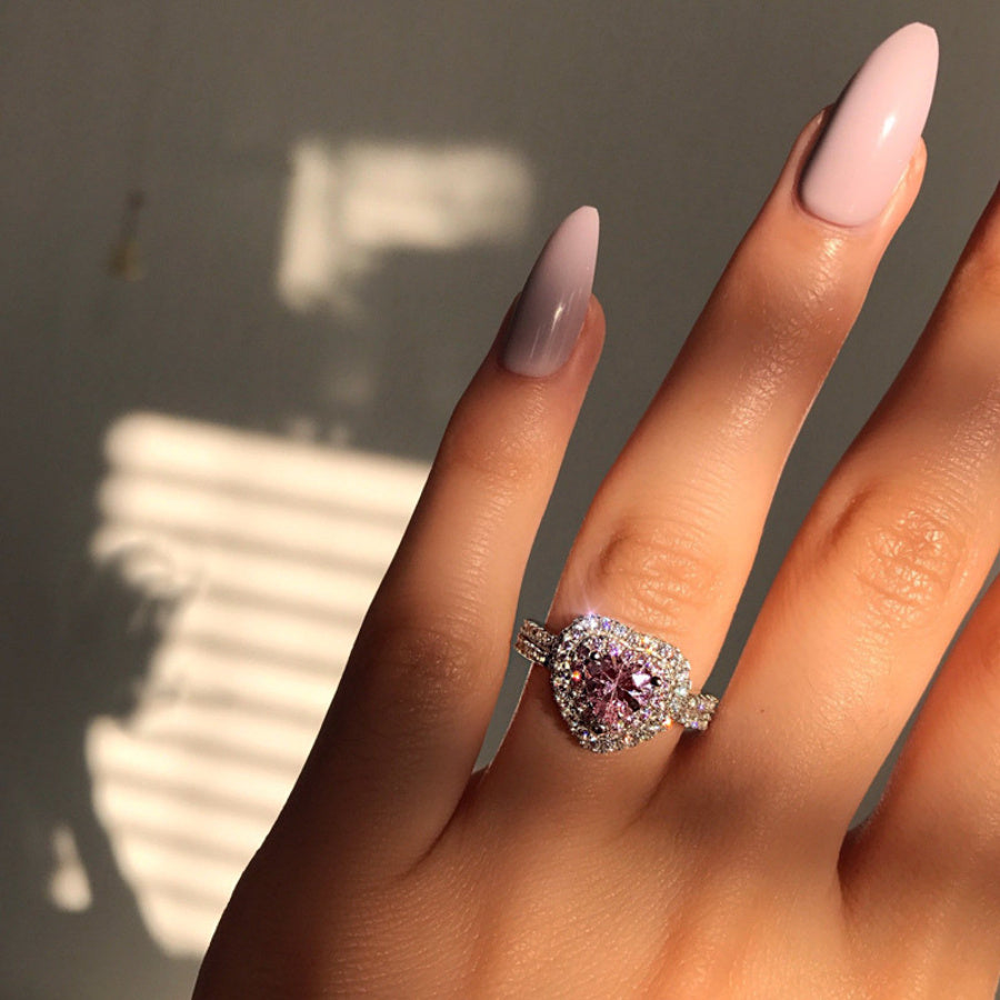 Sparkling Pink Heart Ring