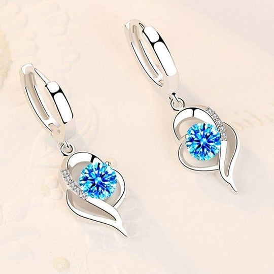 Silver and Zirconia Inlaid Floral Earrings