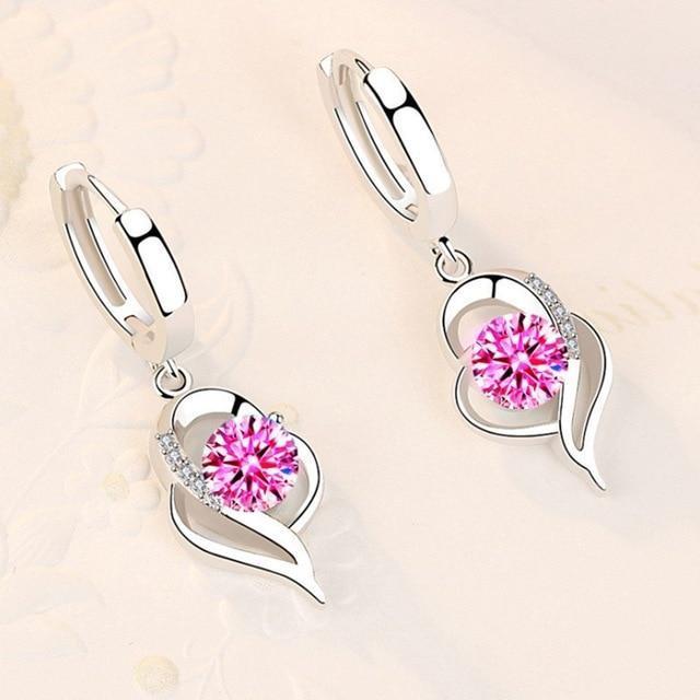 Silver and Zirconia Inlaid Floral Earrings