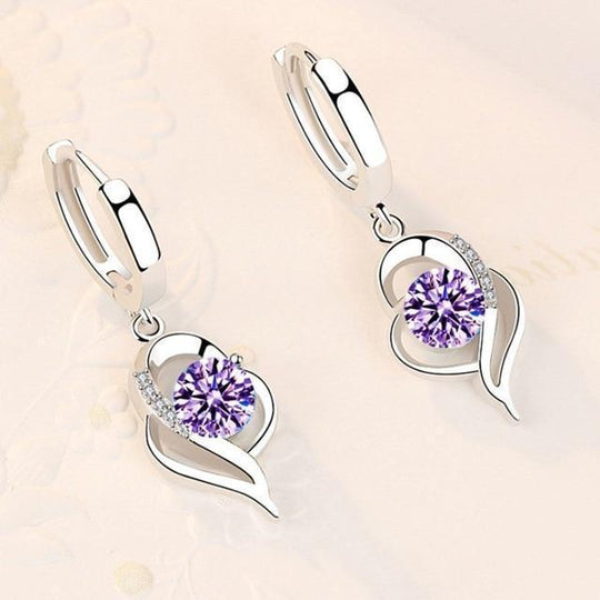Silver and Zirconia Inlaid Floral Earrings