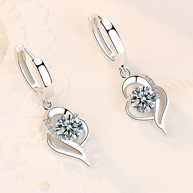 Silver and Zirconia Inlaid Floral Earrings